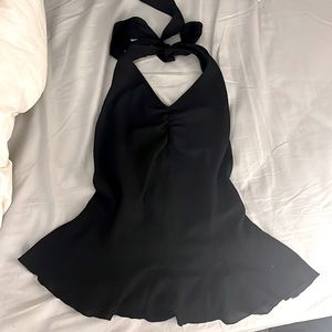Black Halter Tie Flowy Top